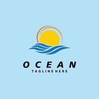 océan ligne art design logo illustration icône vecteur