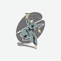 illustration d'art silhouette samouraï vecteur