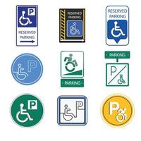 pack d'éléments d'affiche de stationnement pour handicapés vecteur