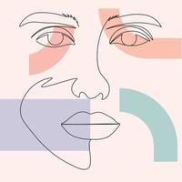 contour des femmes minimalistes visage potrait dessiné à la main vecteur