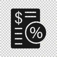 icône de paiement d'impôt dans un style plat. illustration vectorielle de facture budgétaire sur fond blanc isolé. calculer le concept d'entreprise de document. vecteur