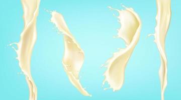 éclaboussure réaliste de vecteur et flux de lait à la vanille