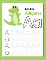 feuille de calcul de traçage alphabet avec lettre a et a vecteur