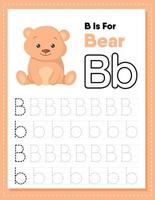 feuille de calcul de traçage alphabet avec lettre b et b vecteur