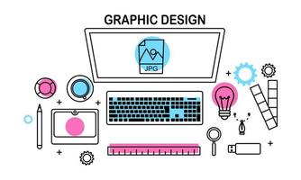 linéaire abstrait de concepts de conception graphique, de conception Web et de développement. éléments pour applications mobiles et web. vecteur