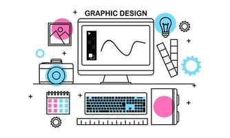 linéaire abstrait de concepts de conception graphique, de conception Web et de développement. éléments pour applications mobiles et web. vecteur