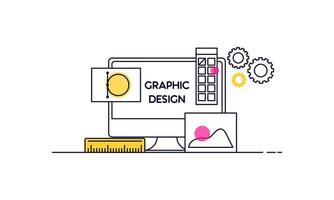 linéaire abstrait de concepts de conception graphique, de conception Web et de développement. éléments pour applications mobiles et web. vecteur