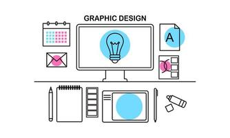 linéaire abstrait de concepts de conception graphique, de conception Web et de développement. éléments pour applications mobiles et web. vecteur