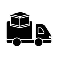 illustration d'icône de camion de livraison avec boîte de chargement. adapté à l'icône de livraison. icône liée à la logistique, à la livraison. style d'icône de glyphe. conception de vecteur simple modifiable