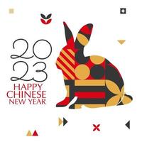 carte de nouvel an lunaire en géométrie, nouvel an chinois 2023, année du lapin vecteur