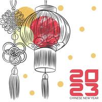 nouvel an chinois, motifs chinois et lanternes, graphiques vecteur