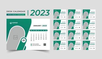 conception de modèle de calendrier de bureau 2023, calendrier de bureau créatif, calendrier de table 2023 vecteur
