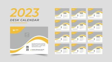 modèle de calendrier de nouvel an bleu 2023, calendrier de bureau, vecteur de modèle, calendrier de table 2023