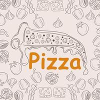 fond de doodle de pizza, parfait pour le papier d'emballage vecteur