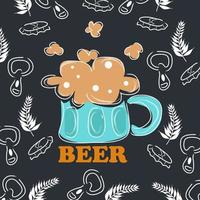 fond de doodle de bière, parfait pour votre café mural vecteur