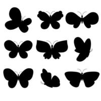 une collection de différentes silhouettes de papillons aux couleurs pastel. vecteur