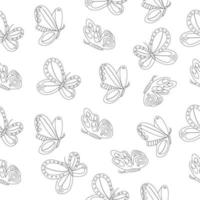 contour de modèle sans couture de différents papillons en vol vecteur