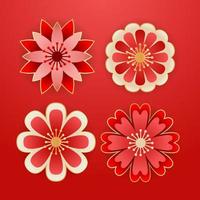 ensemble de vecteur floral d'ornement wechinese, élément de conception de modèle de fleur orientale, nouvel an chinois b