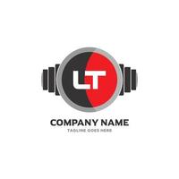 lt lettre logo design icône fitness et musique symbole vectoriel. vecteur