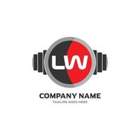 lw lettre logo design icône fitness et musique symbole vectoriel. vecteur
