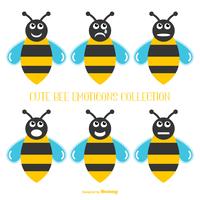 Jolie collection d'émoticônes d'abeilles vecteur