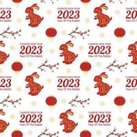 nouvel an lunaire chinois 2023 jour modèle de décoration modèle sans couture illustration plate de dessin animé dessiné à la main vecteur