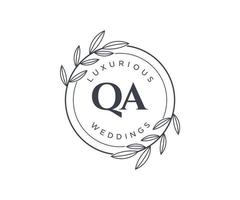 qa initiales lettre modèle de logos de monogramme de mariage, modèles minimalistes et floraux modernes dessinés à la main pour cartes d'invitation, réservez la date, identité élégante. vecteur