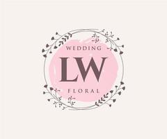 lw initiales lettre modèle de logos de monogramme de mariage, modèles minimalistes et floraux modernes dessinés à la main pour cartes d'invitation, réservez la date, identité élégante. vecteur