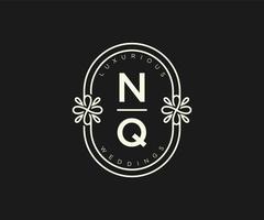 nq initiales lettre modèle de logos de monogramme de mariage, modèles minimalistes et floraux modernes dessinés à la main pour cartes d'invitation, réservez la date, identité élégante. vecteur