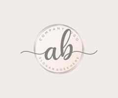 logo féminin ab initial. utilisable pour les logos nature, salon, spa, cosmétique et beauté. élément de modèle de conception de logo vectoriel plat.