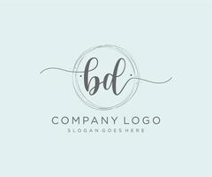 logo féminin bd initial. utilisable pour les logos nature, salon, spa, cosmétique et beauté. élément de modèle de conception de logo vectoriel plat.