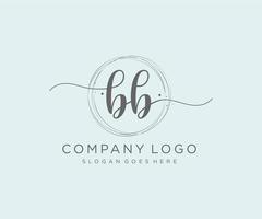 logo féminin initial bb. utilisable pour les logos nature, salon, spa, cosmétique et beauté. élément de modèle de conception de logo vectoriel plat.