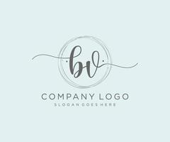 initiale bv logo féminin. utilisable pour les logos nature, salon, spa, cosmétique et beauté. élément de modèle de conception de logo vectoriel plat.