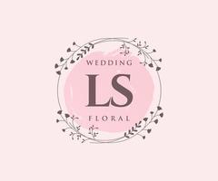 ls initiales lettre modèle de logos de monogramme de mariage, modèles minimalistes et floraux modernes dessinés à la main pour cartes d'invitation, réservez la date, identité élégante. vecteur