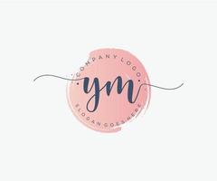 logo féminin initial ym. utilisable pour les logos nature, salon, spa, cosmétique et beauté. élément de modèle de conception de logo vectoriel plat.