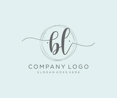 logo féminin bl initial. utilisable pour les logos nature, salon, spa, cosmétique et beauté. élément de modèle de conception de logo vectoriel plat.