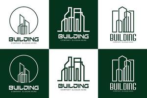 logo de conception de maison, logo de bâtiment, icône de société immobilière et de construction vecteur