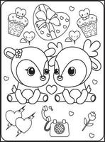 coloriages saint valentin pour enfants vecteur