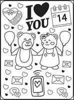 coloriages saint valentin pour enfants vecteur