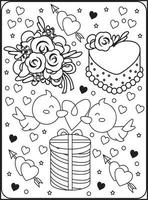 coloriages saint valentin pour enfants vecteur