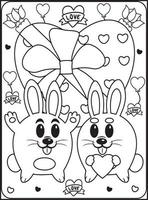 coloriages saint valentin pour enfants vecteur