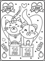 coloriages saint valentin pour enfants vecteur