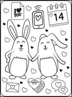 coloriages saint valentin pour enfants vecteur