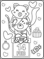 coloriages saint valentin pour enfants vecteur