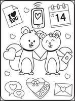 coloriages saint valentin pour enfants vecteur