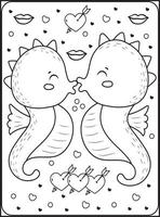 coloriages saint valentin pour enfants vecteur