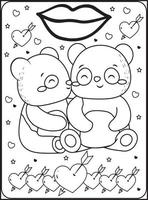 coloriages saint valentin pour enfants vecteur