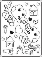 coloriages saint valentin pour enfants vecteur