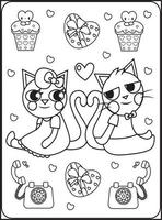 coloriages saint valentin pour enfants vecteur