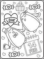 coloriages saint valentin pour enfants vecteur